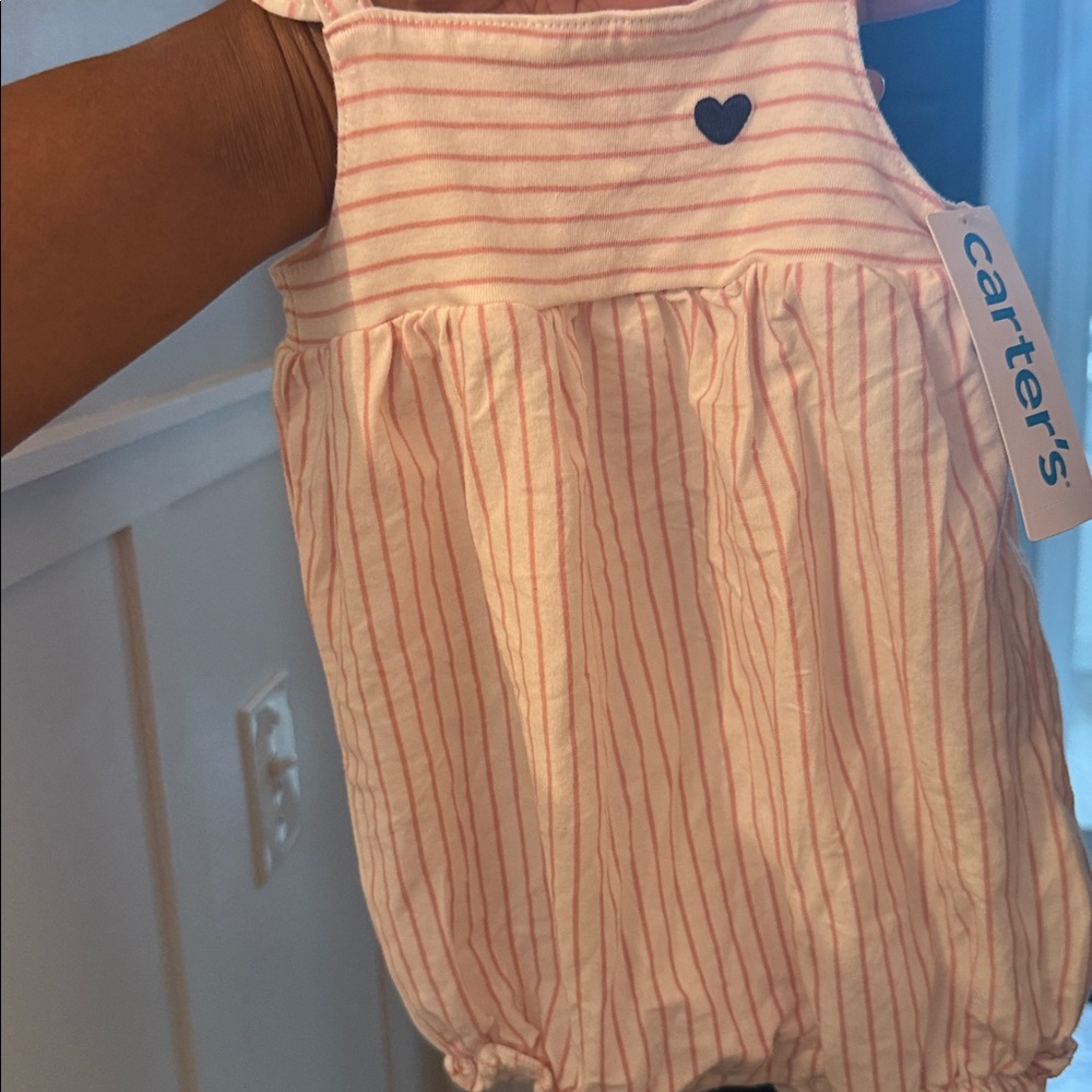 Carter's Pink and White Striped Baby Romper
